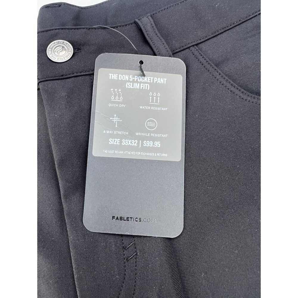 Fabletics Men's The Don 5-pocket Slim fit Pant Size 33 X 32 Black - Picture 2 of 9